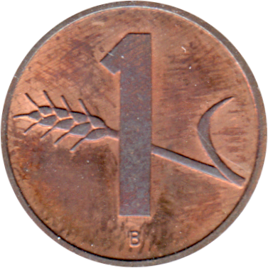 1 Rappen, 1986 Reverse