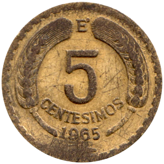 5 centésimos, 1965 Reverse
