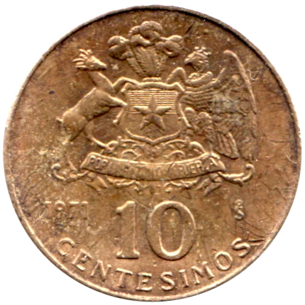 10 centésimos, 1971 Reverse