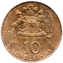 Preview 10 centésimos, 1971 reverse
