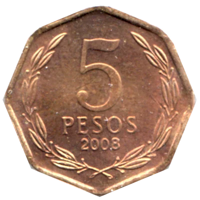 Preview 5 Pesos, 2008 reverse