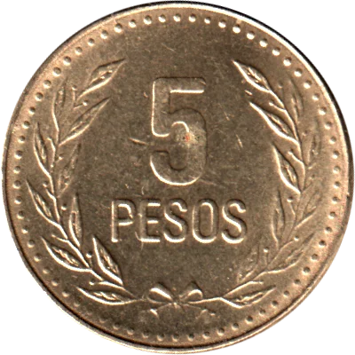 Preview 5 Pesos, 1992 reverse