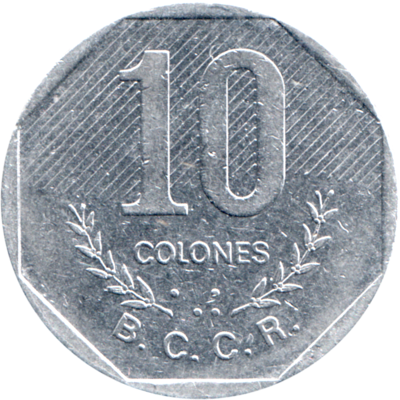 10 Colones, 1983 Reverse