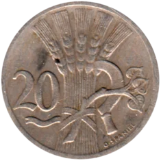 Preview 20 haléřů, 1937 reverse