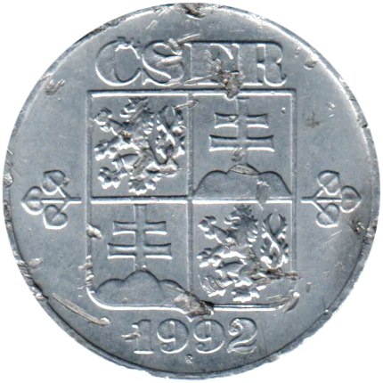 10 haléřů, 1992 Obverse