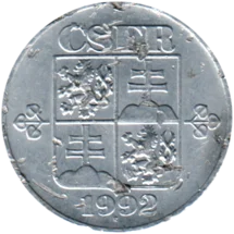 Preview 10 haléřů, 1992 obverse