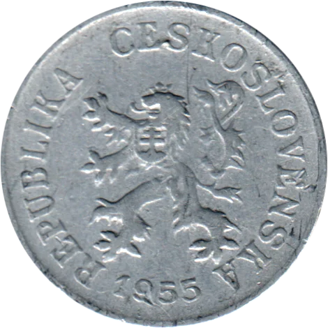 5 haléřů, 1955 Obverse