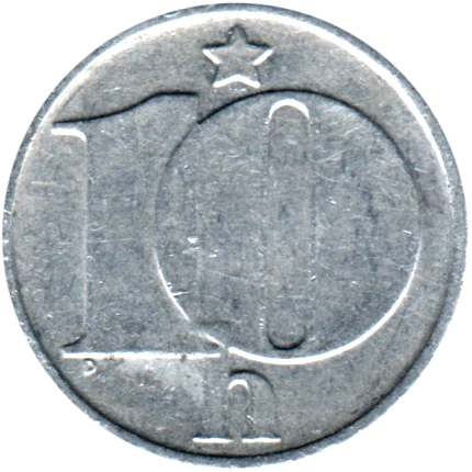 10 haléřů, 1977 Reverse
