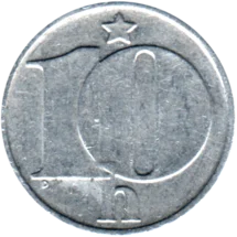 Preview 10 haléřů, 1977 reverse