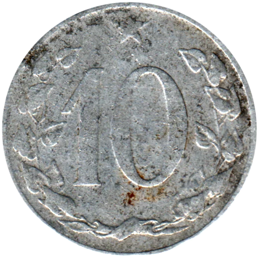 10 haléřů, 1954 Reverse