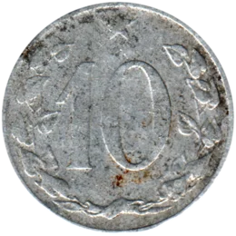 Preview 10 haléřů, 1954 reverse