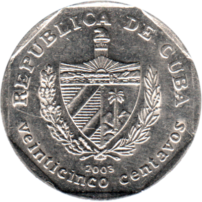 25 centavos, 2003 Obverse