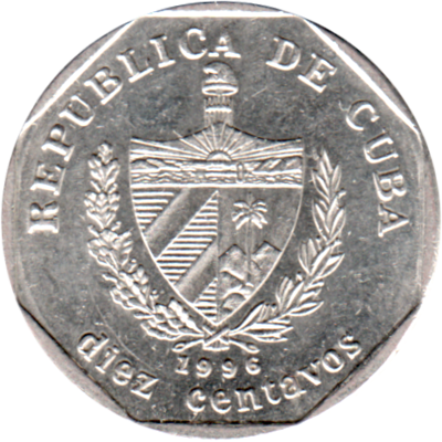 10 centavos, 1996 Obverse