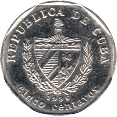 5 centavos, 1996 Obverse