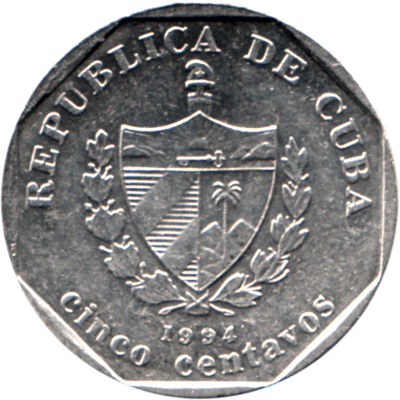 5 centavos, 1994 Obverse