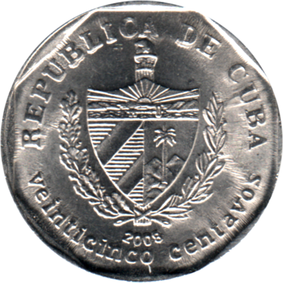 25 centavos, 2008 Obverse