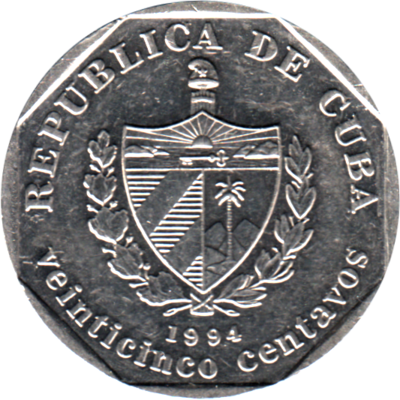 25 centavos, 1994 Obverse