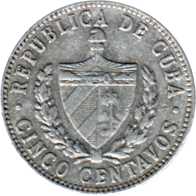 5 centavos, 1968 Obverse