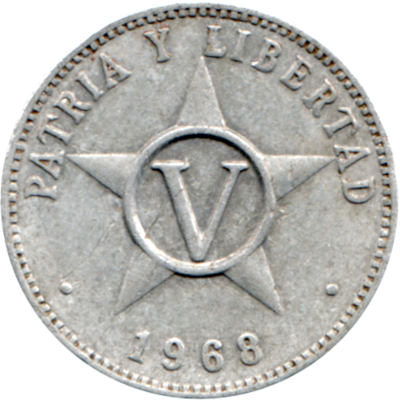 5 centavos, 1968 Reverse