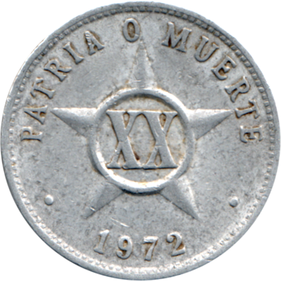 20 centavos, 1972 Reverse