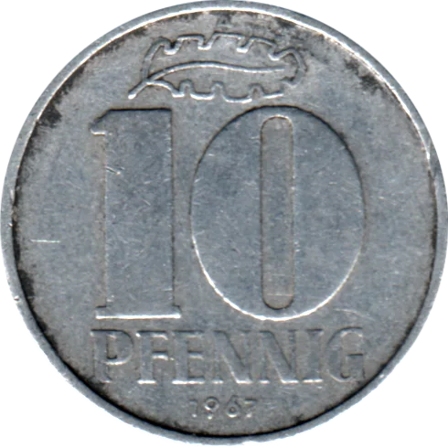 10 Pfennigs, 1967 Reverse