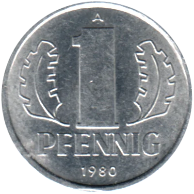 1 Pfennig, 1980 Reverse