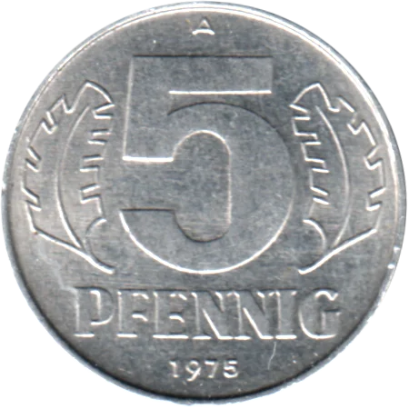5 Pfennigs, 1975 Reverse