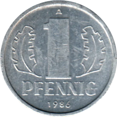1 Pfennig, 1986 Reverse