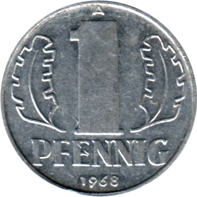 1 Pfennig, 1968 Reverse