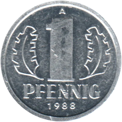 1 Pfennig, 1988 Reverse