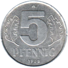 Preview 5 Pfennigs, 1968 reverse