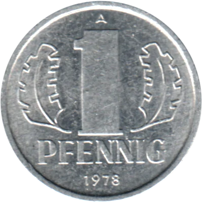 1 Pfennig, 1978 Reverse