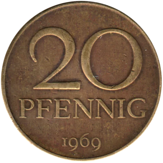 20 Pfennigs, 1969 Reverse