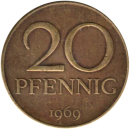 Preview 20 Pfennigs, 1969 reverse