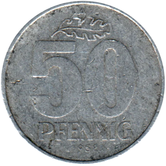 50 Pfennigs, 1958 Reverse