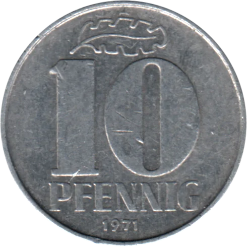 10 Pfennigs, 1971 Reverse