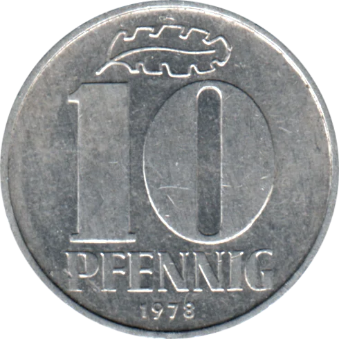 10 Pfennigs, 1978 Reverse