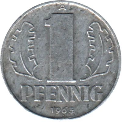 1 Pfennig, 1963 Reverse