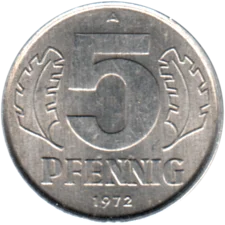Preview 5 Pfennigs, 1972 reverse