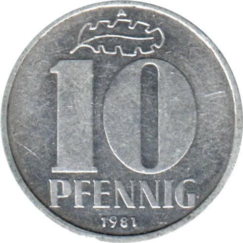 10 Pfennigs, 1981 Reverse