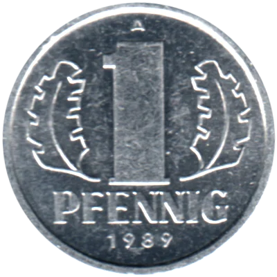 1 Pfennig, 1989 Reverse