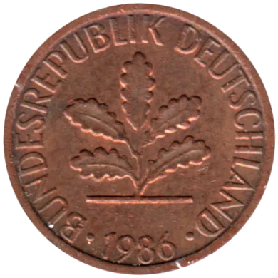 1 Pfennig, 1986 Obverse