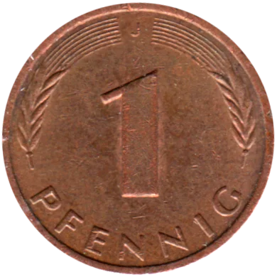 1 Pfennig, 1986 Reverse