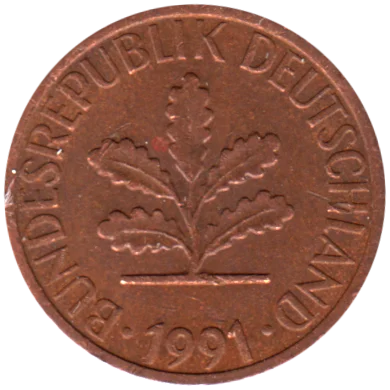1 Pfennig, 1991 Obverse