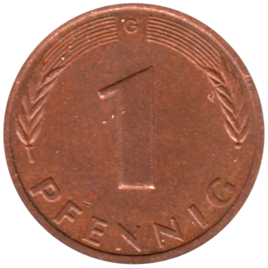 1 Pfennig, 1991 Reverse