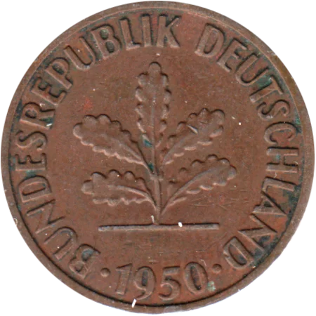 2 Pfennigs, 1950 Obverse