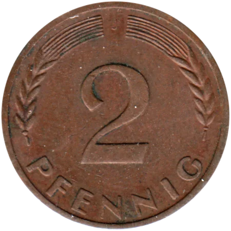 2 Pfennigs, 1950 Reverse
