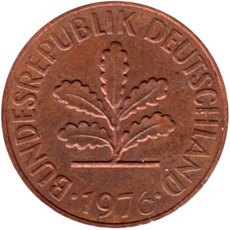 2 Pfennigs, 1976 Obverse