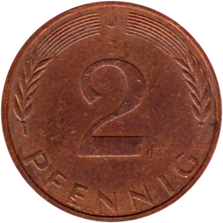 2 Pfennigs, 1976 Reverse