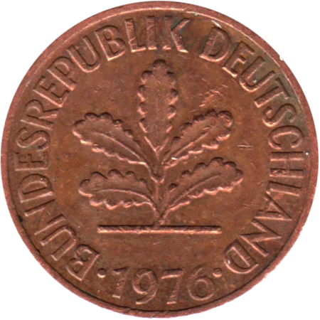 2 Pfennigs, 1976 Obverse
